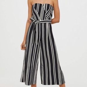 H&M Black and White Strapless Jumpsuit